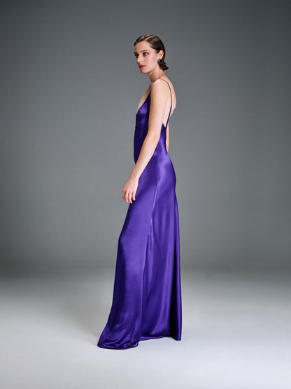 ALESSIA Satin Dress in Violet